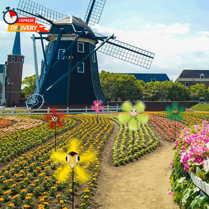 Garden Decor Pinwheels, 5-Pack Colorful 3D Lovely Whirligigs Wind Spinners
