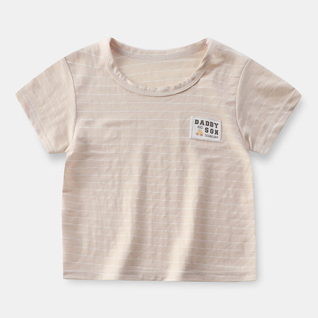 Boys and Girls Stripe Short Sleeve T-shirt Kids Clothing