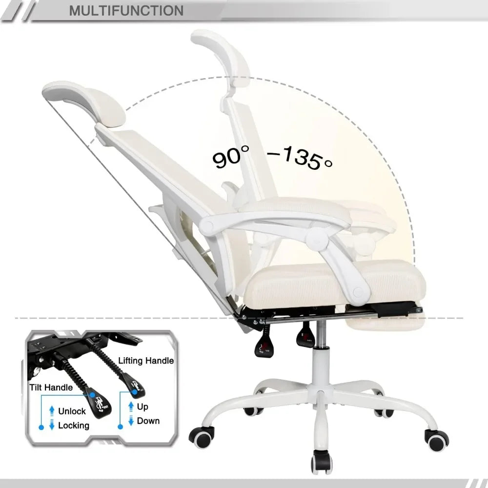 Home Office Desk and Chair Set, Home Office Furniture Sets, Computer Desk with Drawers & Shelves, Ergonomic Office Chair