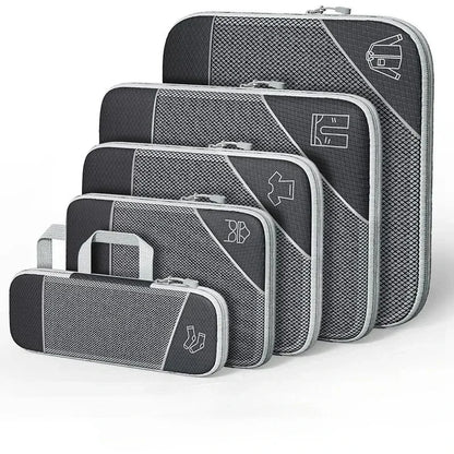 5PCS Compression Packing Cubes, Mesh Travel Packing Cubes for Suitcases, Lightweight Organizers Bag Set for Travel Essentials
