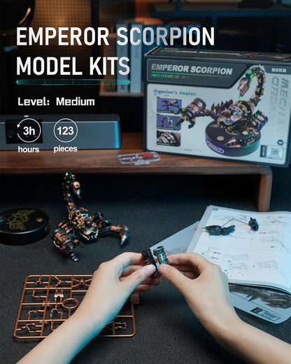 3D Metal Model Kits Puzzle for Adults Kids, Steampunk Electric Mechanical Toy, Assembly DIY Gift Plastic Craft Hobby for Men, Women (Emperor Scorpion)