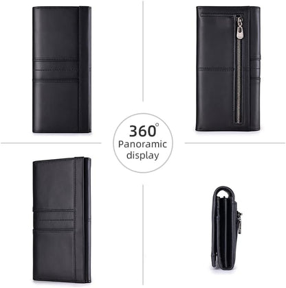 RFID Blocking Wallets for Women Leather Long Ladies Wallet Bifold Womens Wallet with Coin Pocket ID Window,Black