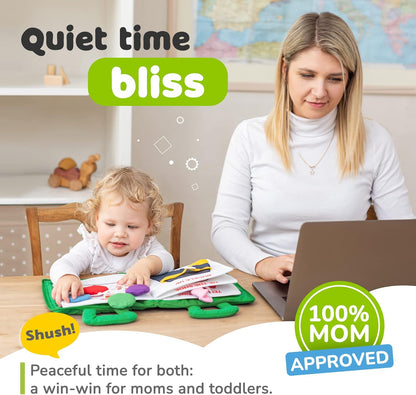 Plane Toys for Toddlers 1-3, Long Flight Must Haves, Quiet Busy Book for 1 Year Old, Airplane Toddler Travel Toys, No Noise Activity Book, All Parts Attached, Gift for Girls & Boys