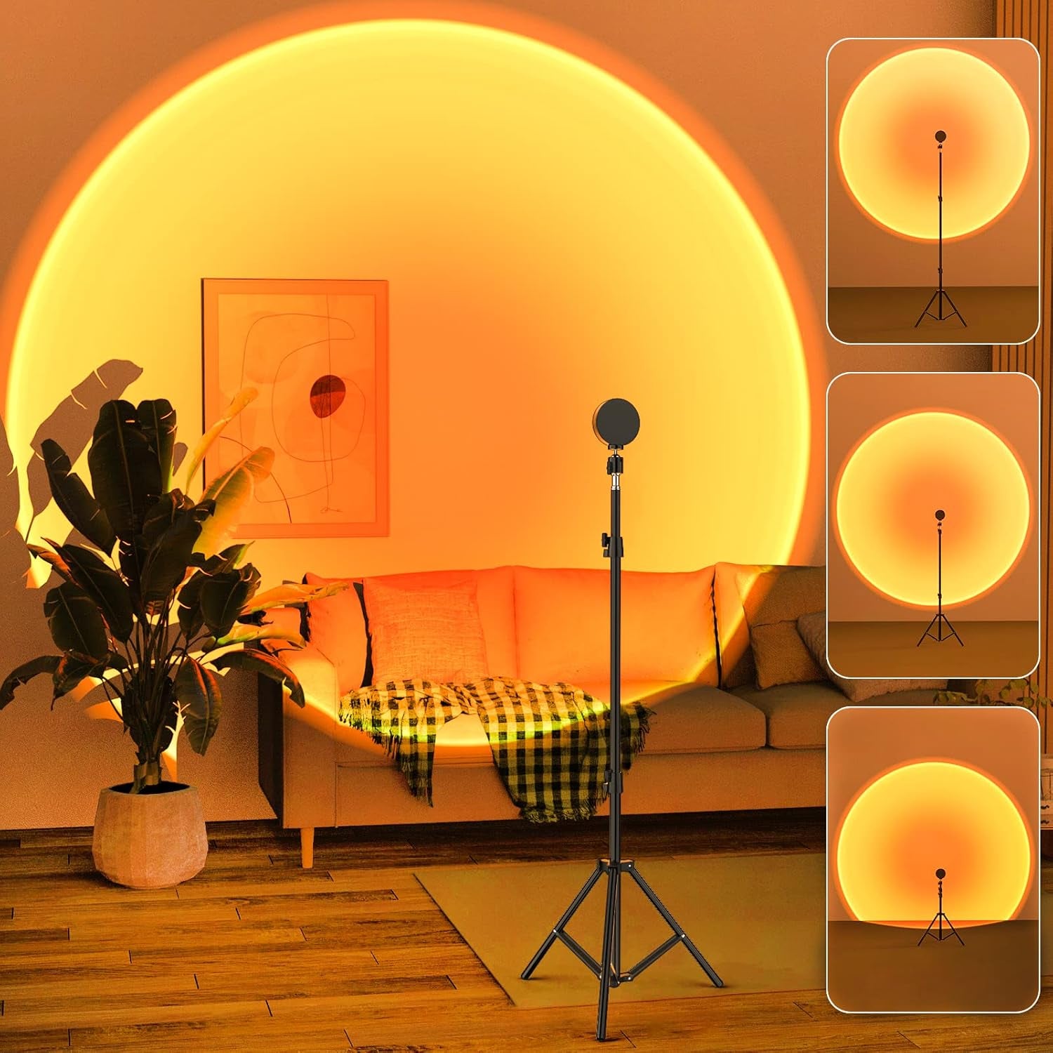 Sunset Floor Lamp Projection 140Cm Adjustable Stand Led Night Light 360 Degree Rotation Network Light with 3M USB Cable Floor Light for Living Room Bedroom