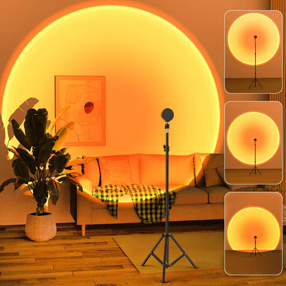 Sunset Floor Lamp Projection 140Cm Adjustable Stand Led Night Light 360 Degree Rotation Network Light with 3M USB Cable Floor Light for Living Room Bedroom