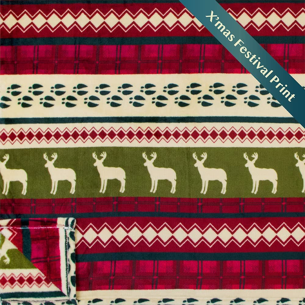 Plush Red Christmas Fleece Throw Blanket - Soft, Warm Winter Cabin Throw, 50X60