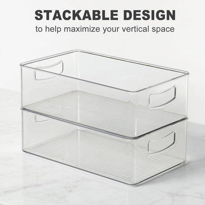 Set of 8 Clear Fridge Organizer Bins, Stackable Refrigerator Organizers and Storage for Fridge, Freezer, Pantry, BPA Free