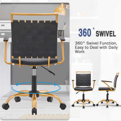 LUX MODERNS Black Desk Chair and Gold Office Chair for Home Office, Small Office Chair,Computer Chair, Task Chair, Ergonomic Office Chair with Arm…