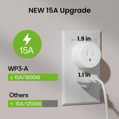 15A 120-Volt Wifi Smart Plug Timer Remote Control Alexa Google Home Compatible 5Ghz 2. 4Ghz White 4-Pack