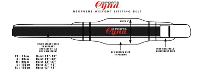 Cynasports Weight Lifting Neoprene Belt Gym Fitness Back Support Adjustable