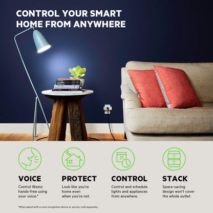 43K-720-0224R Mini Smart Plug Compatible with Alexa, Google Assistant & Apple Homekit(F7C063-Cc), 2-Pack