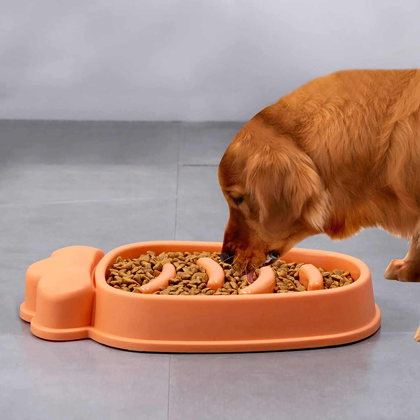 Slow Feeder Dog Bowls,Dog Food Bowls Slow Feeder Cat Bowl Anti-Gulping Pet Slower Food Feeding Dishes Non Slip Puzzle Bowl for Small Medium Breed Dogs (Yellow-Carrot)