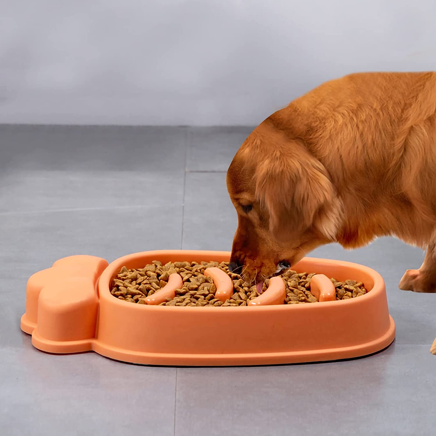 Slow Feeder Dog Bowls,Dog Food Bowls Slow Feeder Cat Bowl Anti-Gulping Pet Slower Food Feeding Dishes Non Slip Puzzle Bowl for Small Medium Breed Dogs (Yellow-Carrot)