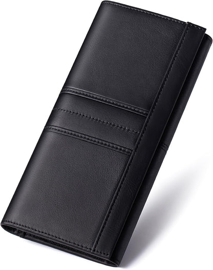 RFID Blocking Wallets for Women Leather Long Ladies Wallet Bifold Womens Wallet with Coin Pocket ID Window,Black