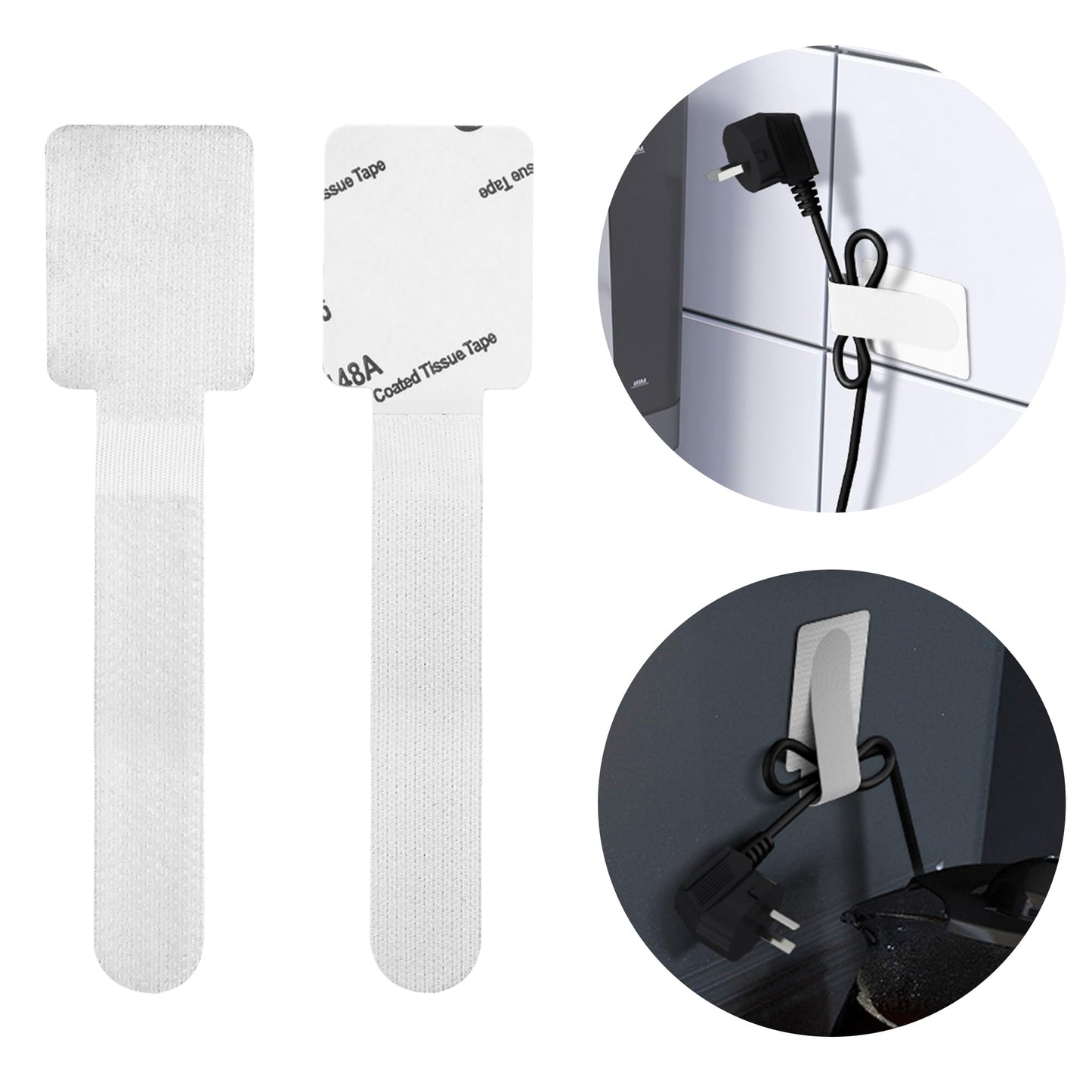 Nearockle 20Pcs Cord Organizer for Appliances Large Adhesive Desk Cable Management Cord Holder Cord Bundler for Small Kitchen Appliances Strong Adhesion Without Leaving Residue(White)