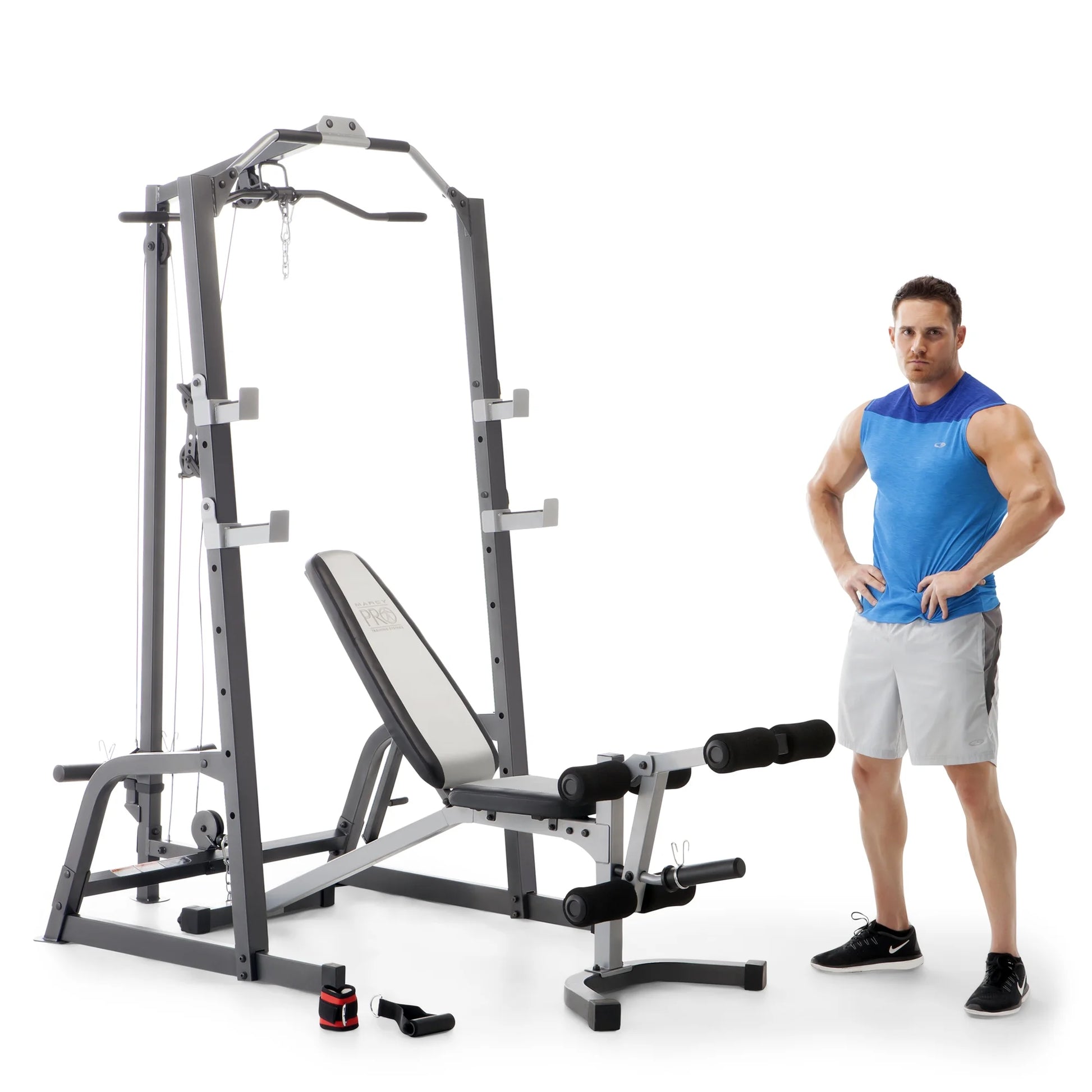 Home Gym Fitness Deluxe Cage System Machine with Weight Lifting Bench
