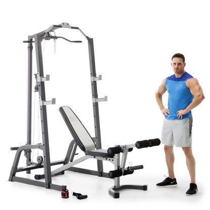 Home Gym Fitness Deluxe Cage System Machine with Weight Lifting Bench