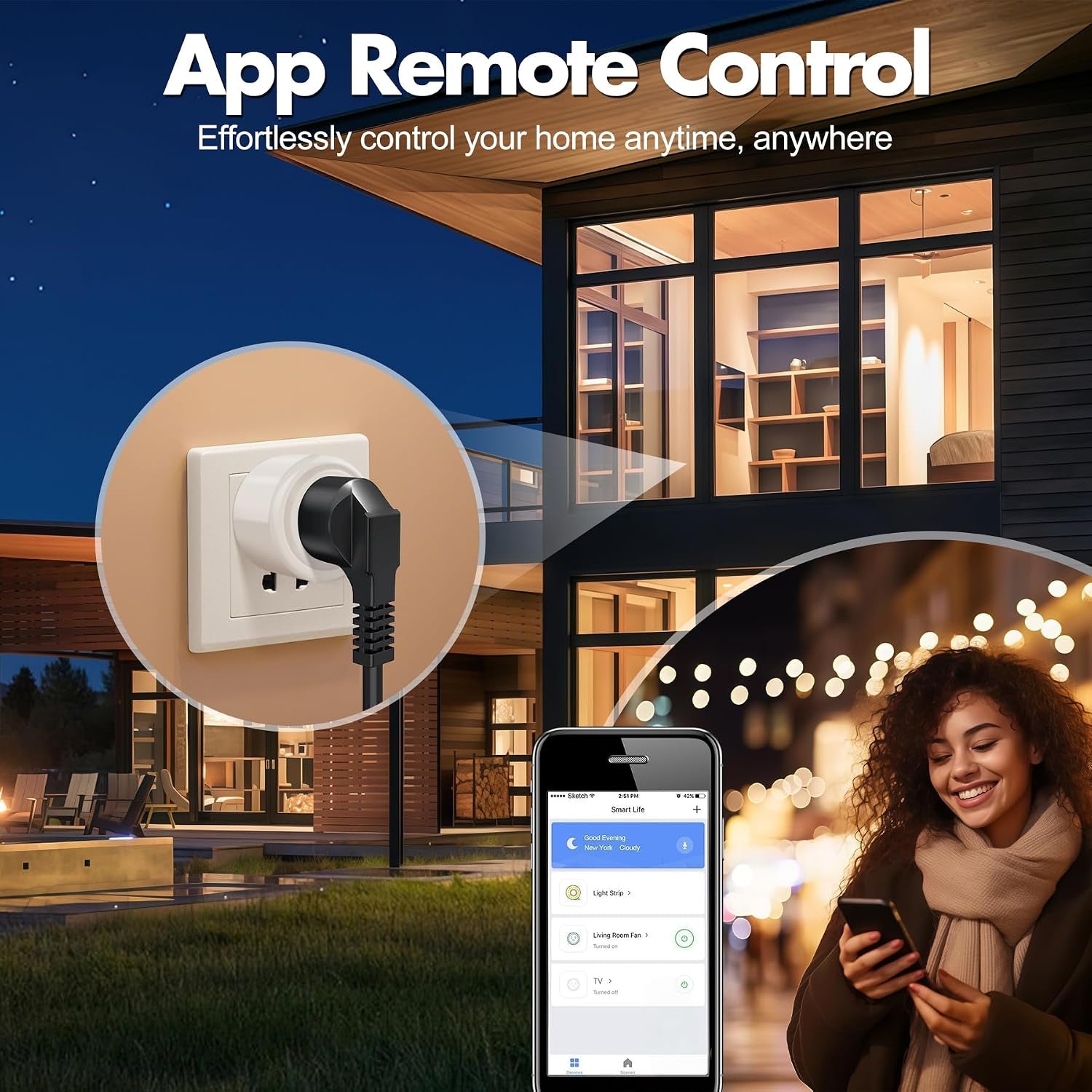 Mini Smart Plugs That Work with Alexa, Wifi Socket Compatible with Google Assistant, App Controlled Outlet with Timer & Schedule, 2.4Ghz Wi-Fi Only Wireless Plugs Outlet for Smart Home Life
