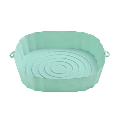 Square Silicone Air Fryer Liners - 7.87 Inch Reusable Air Fryer Pot - Air Fryer Accessories - Air Fryer Inserts for 4 to 7 QT Oven Microwave Accessories (Green)