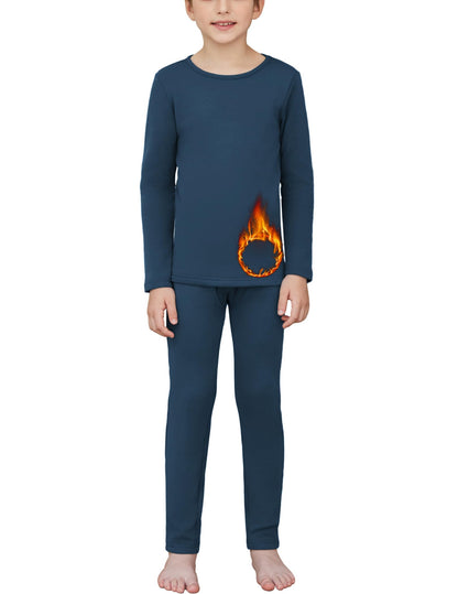 Arshiner Thermal Underwear for Kids Boys Thermal Underwear Set | Kids Base Layers for Skiing | Long Johns for Boys Kids Navy Blue