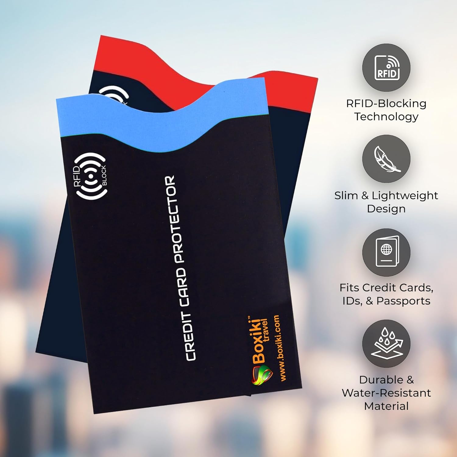 7-Piece RFID Passport Holder & Card Sleeves – Block Electronic Theft for Credit Cards, Ids, and Passports – Perfect for Men & Women (Navy Blue)