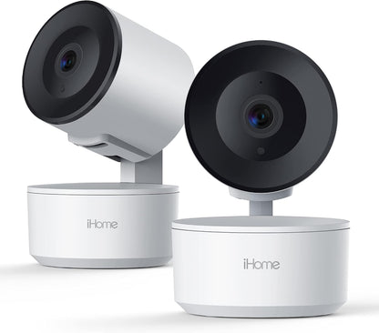 Roto Smart Indoor Wifi Auto-Tracking Security Camera, Home Surveillance Cameras with 2-Way Audio, Night Vision, and Motion Alerts, 1080P HD, 2 Pack