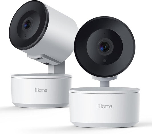 Roto Smart Indoor Wifi Auto-Tracking Security Camera, Home Surveillance Cameras with 2-Way Audio, Night Vision, and Motion Alerts, 1080P HD, 2 Pack