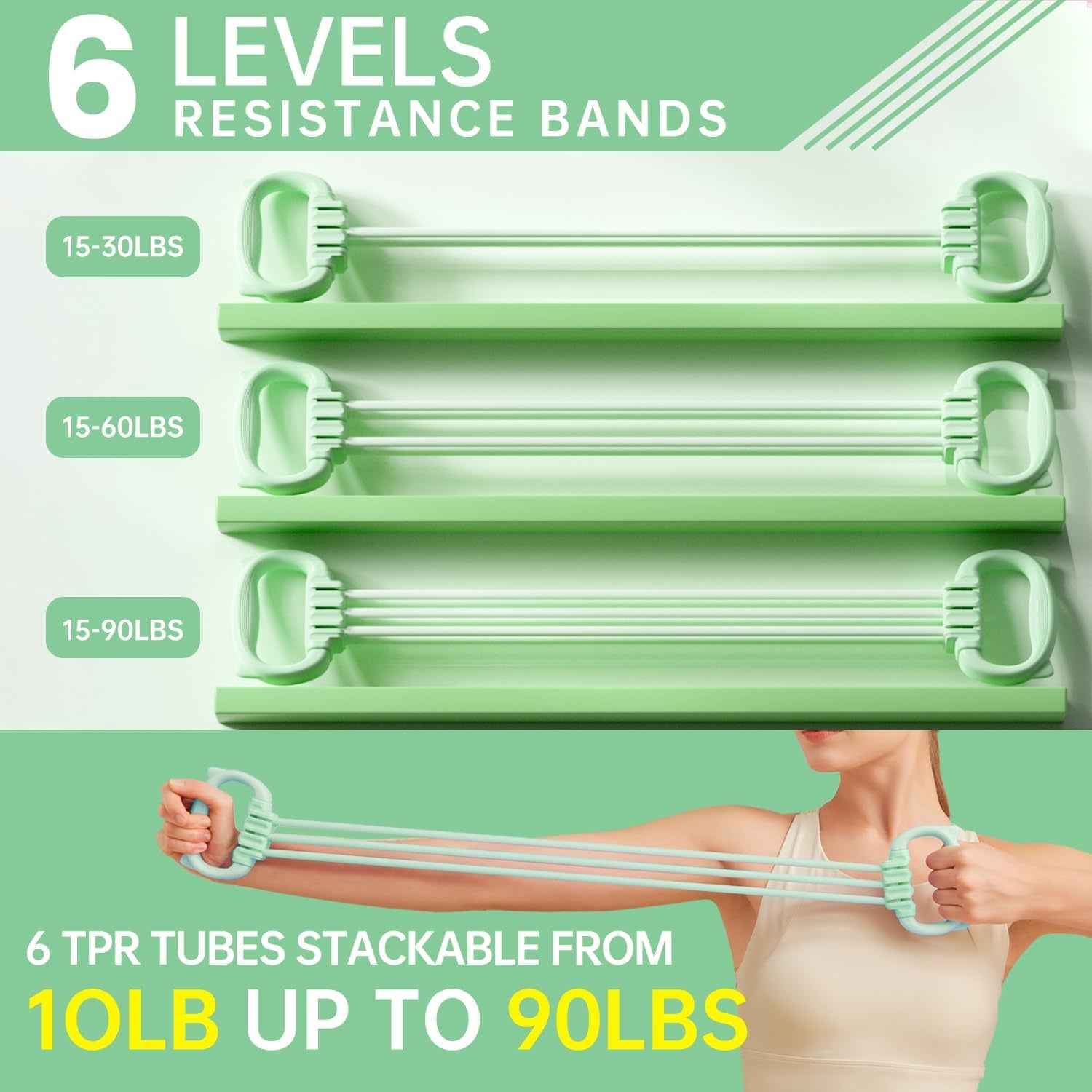 Resistance Bands with Handles, Single Resistance Bands, Exercise Bands with Comfortable Handles, Resistance Training, Physical Therapy, Home Workouts, Fitness, Pilates