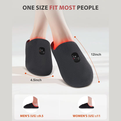 Rechargeable Red Light Slippers Infrared LED Light Red Light Therapy for Feet Therapy Device at Home with Pulse Foot Massaging