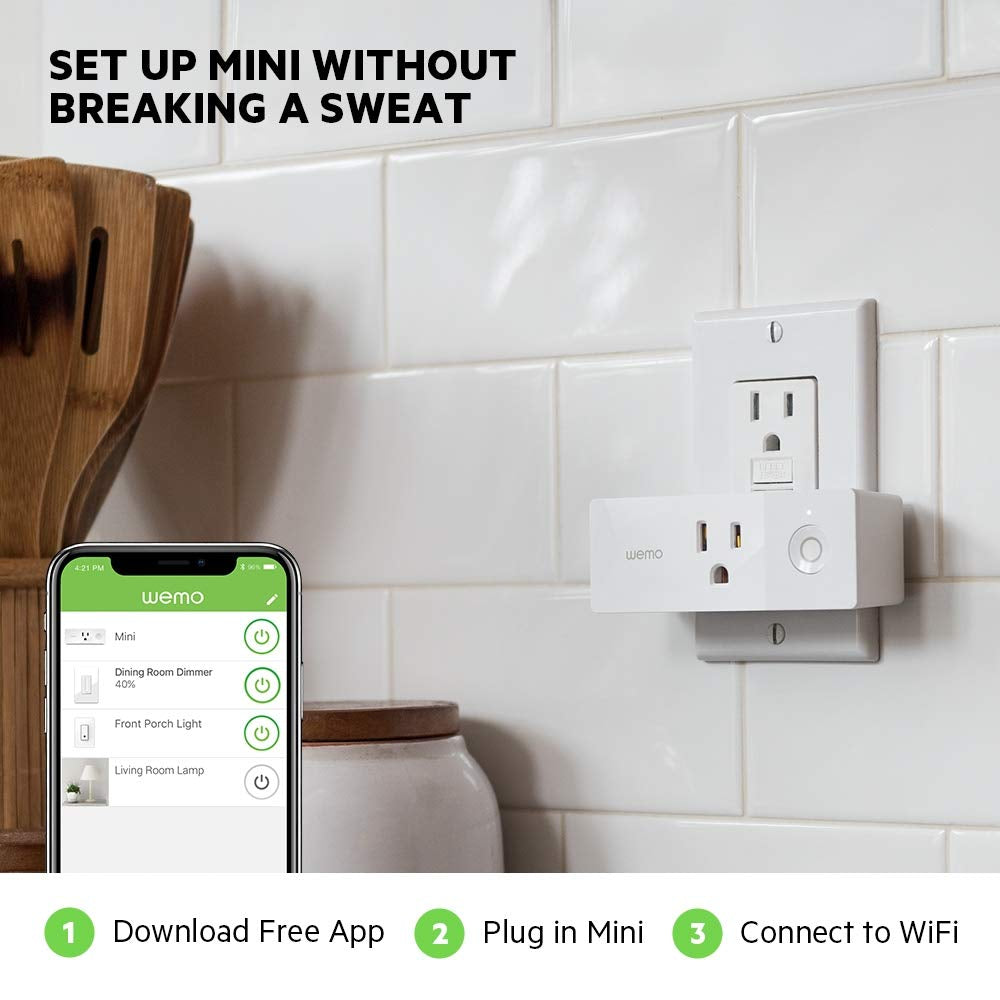 43K-720-0224R Mini Smart Plug Compatible with Alexa, Google Assistant & Apple Homekit(F7C063-Cc), 2-Pack