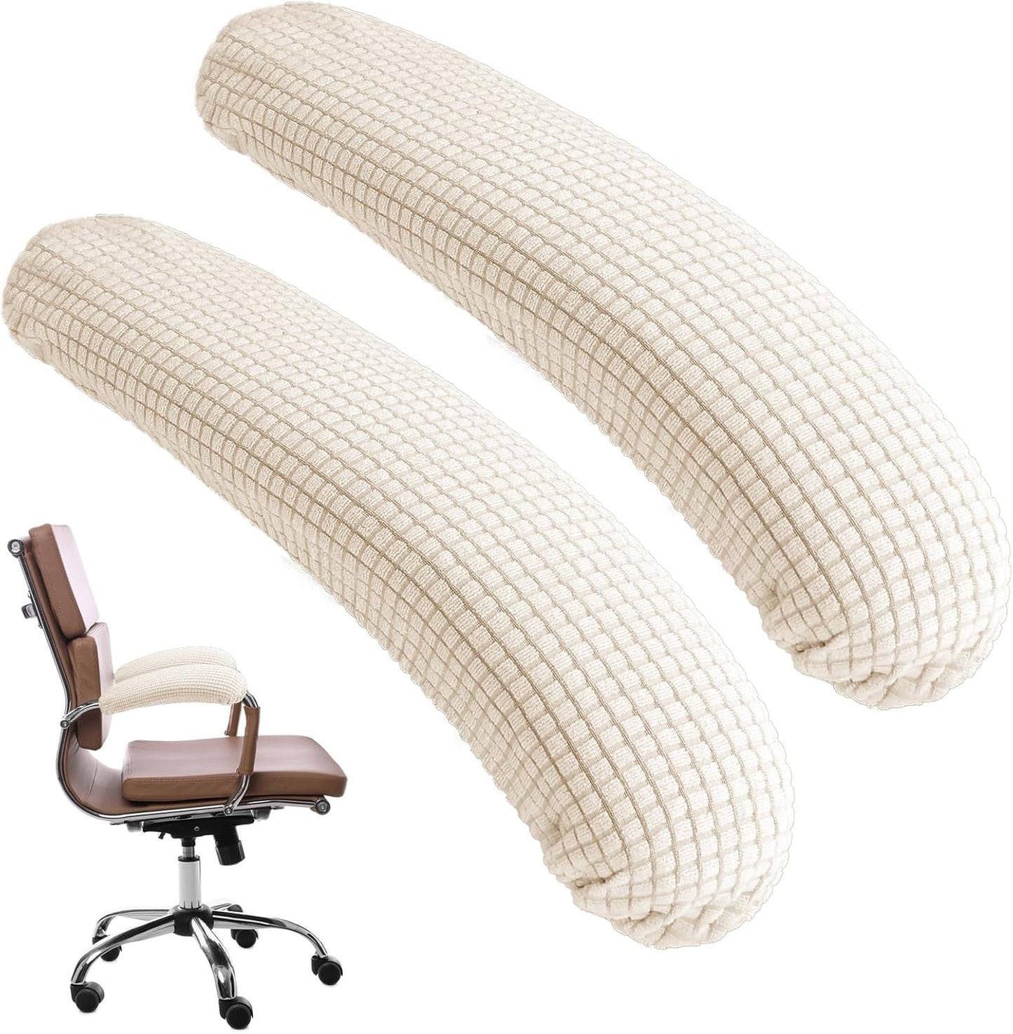 Office Chair Armrest Covers, 2Pcs Office Removable Arm Rest Covering, Elastic Chair Armrest Covers, Office Seat Hand Rest Protector, Arm Covers Protectors for Office Chair(Beige)