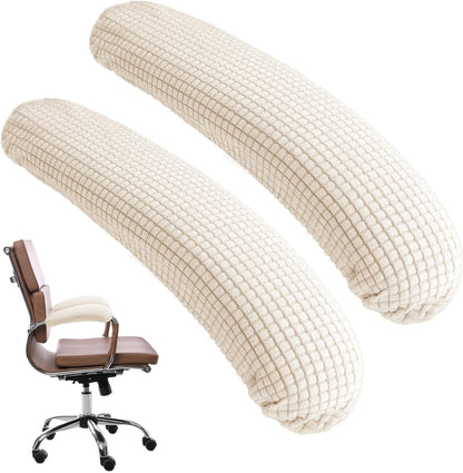 Office Chair Armrest Covers, 2Pcs Office Removable Arm Rest Covering, Elastic Chair Armrest Covers, Office Seat Hand Rest Protector, Arm Covers Protectors for Office Chair(Beige)