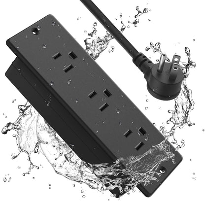 Conference Recessed Power Strip Socket WaterproofConference Table Power StripWaterproof Furniture Recessed Power StripFlush Mount Power Strip with 3 Outlets6ft Extension Cord with Flat Plug Black