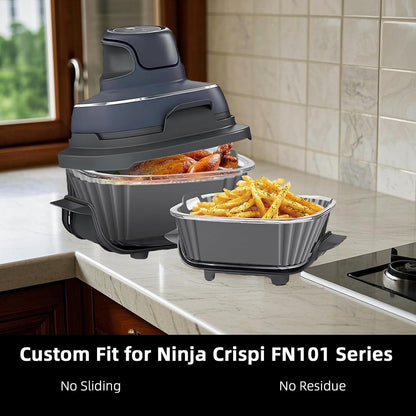 Silicone Air Fryer Liners for Ninja Crispi, 2PCS Reusable Silicone Air Fryer Basket Liners for Ninja Air Fryer Accessories,Large for 4-Qt &Small for 6-Cups Container,Non-Stick,Dishwasher Safe