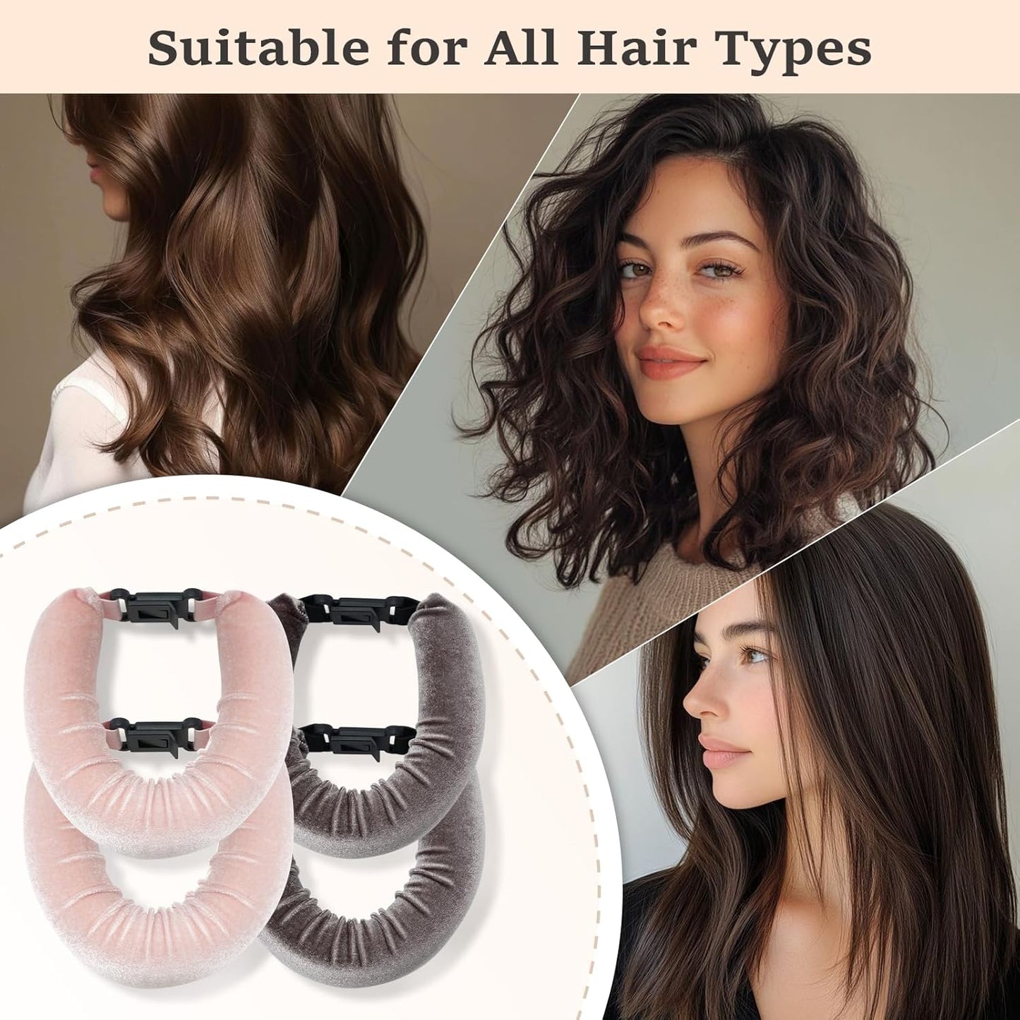 Heatless Hair Curler Set – 4PCS Velvet Overnight Blowout Rods for Heatless Curls, Jumbo Flexible Curling Rods to Sleep In, No Heat Curling Tools for Natural Waves and Curls