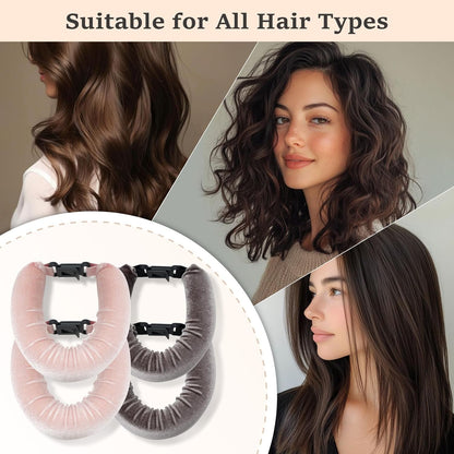 Heatless Hair Curler Set – 4PCS Velvet Overnight Blowout Rods for Heatless Curls, Jumbo Flexible Curling Rods to Sleep In, No Heat Curling Tools for Natural Waves and Curls