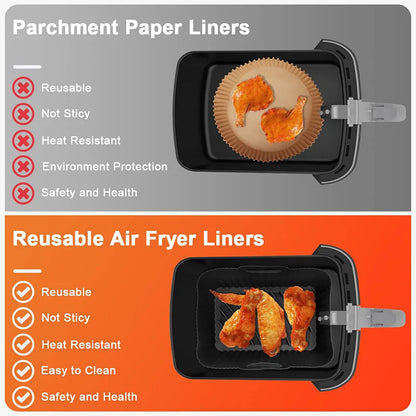 Rectangle Hot Air Fryer Silicone Molds for Ninja DZ201/DZ401 Non-Stick Dual Zone Airfryer Baking Basket Liners Oven Cooking Tray