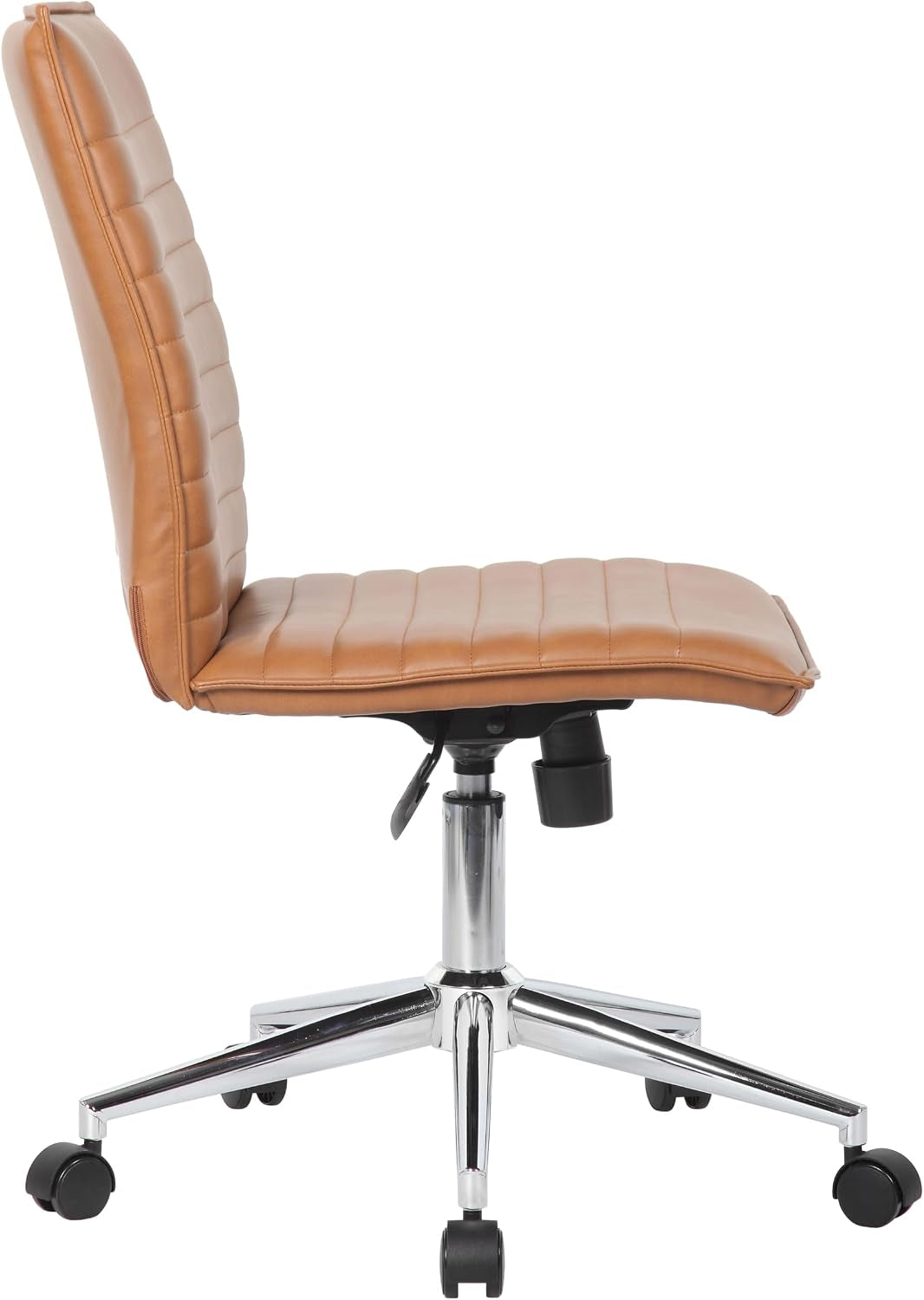 Modern Vinyl Armless Hospitality Office Chair, Caramel