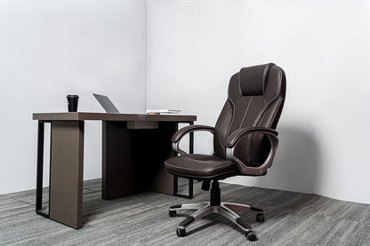 Executive Home Office Chair - Ergonomic Design, Modern, High Back, PU Leather, for Manager Office, Home Office - Brown