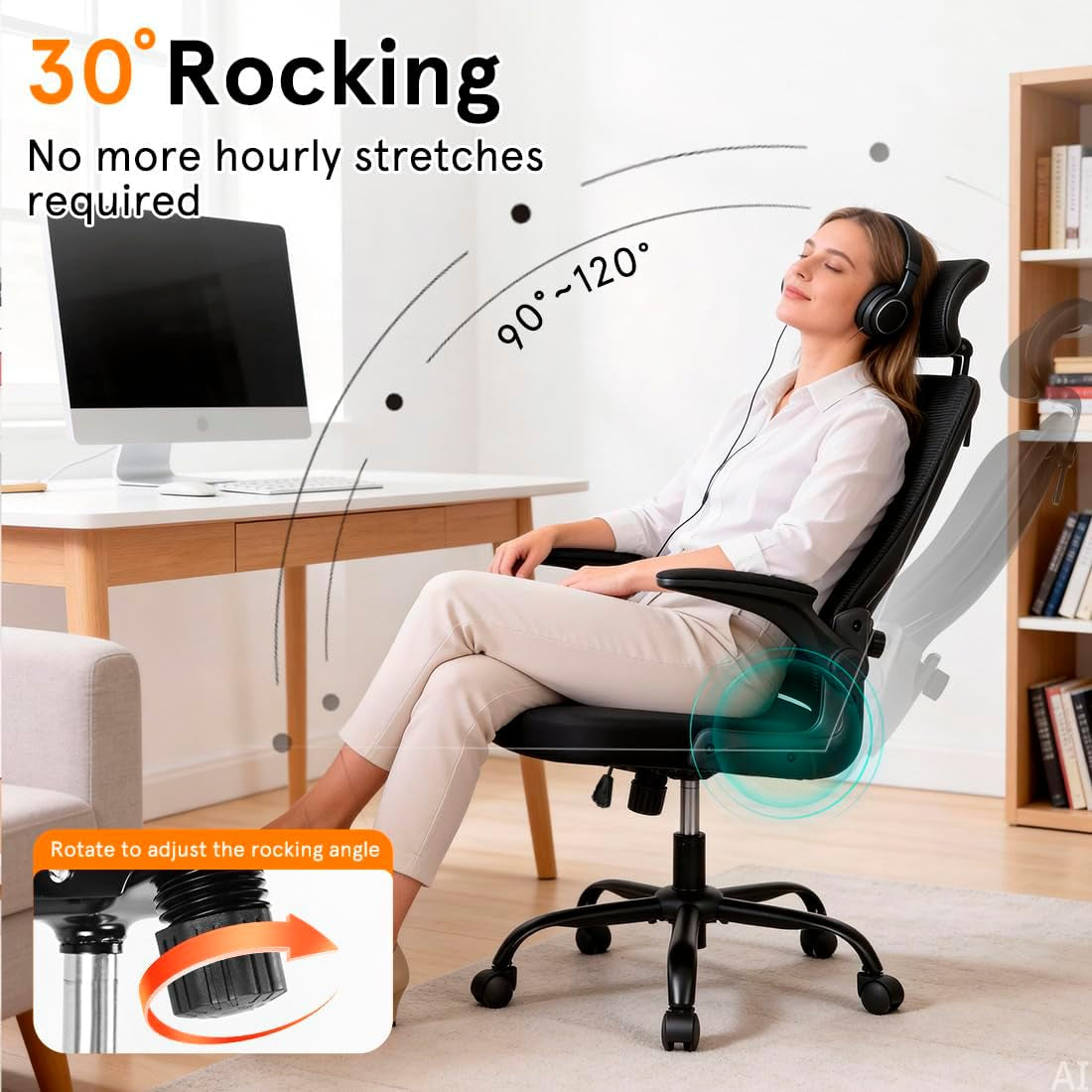 Office Chair, Gaming Chair Desk Chair Comfy Computer Chair Ergonomic Office Chair Mesh Office Chair with Rolling for Gaming Home and Office (3.2 Adjustable)