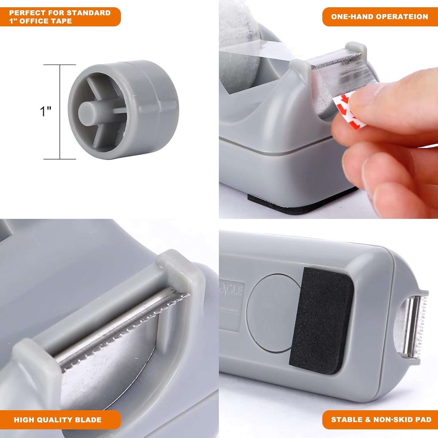 ( Basics Office Desk Tape Dispenser for Office Home School （Grey）