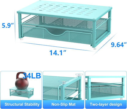 Computer Monitor Stand Riser, Office Organizer with Drawer, Office Organizers Storage for Classroom Office Supplies (Blue)