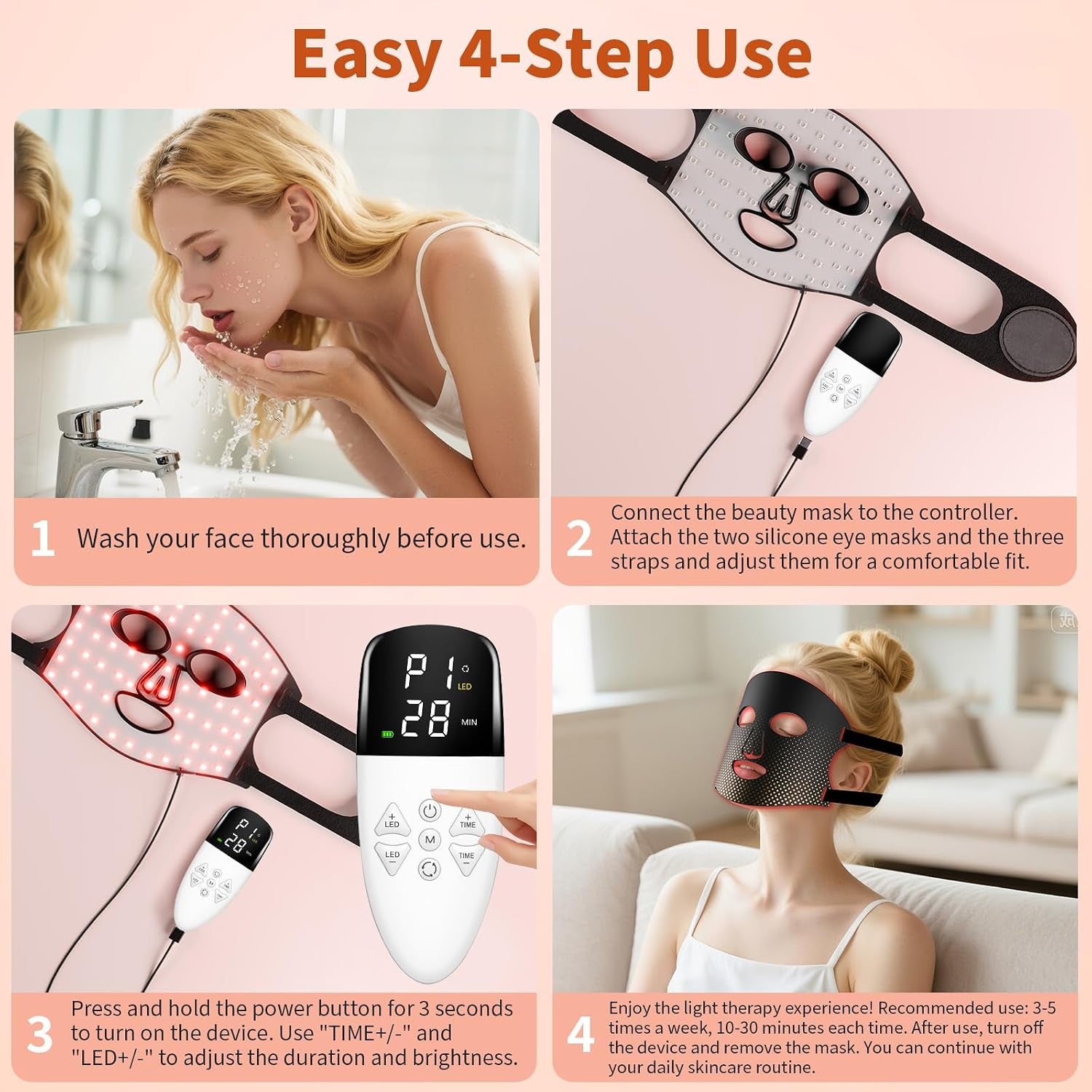 Red Light Therapy for Face Red Light Mask Infrared LED Mask Light 660Nm & 850Nm near Infrared Light Therapy Valentines Day Gifts for Her