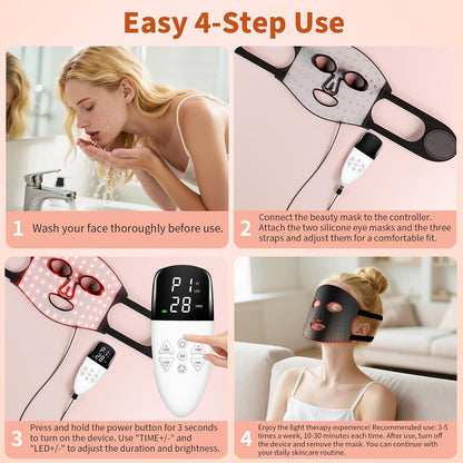 Red Light Therapy for Face Red Light Mask Infrared LED Mask Light 660Nm & 850Nm near Infrared Light Therapy Valentines Day Gifts for Her