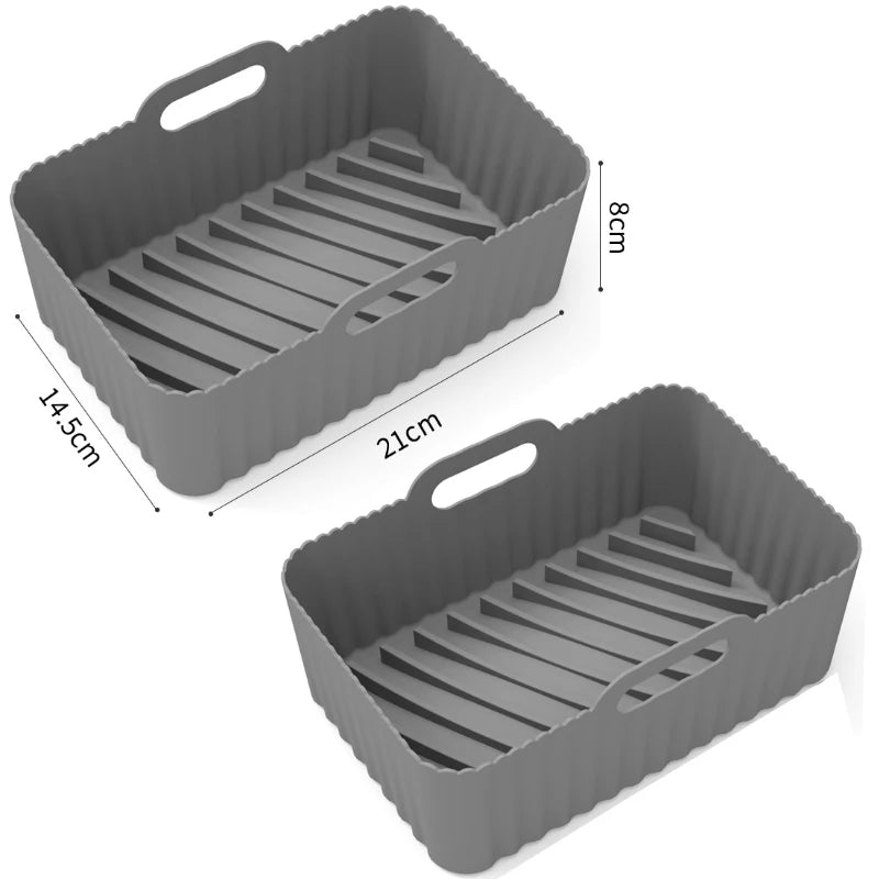 Rectangle Hot Air Fryer Silicone Molds for Ninja DZ201/DZ401 Non-Stick Dual Zone Airfryer Baking Basket Liners Oven Cooking Tray