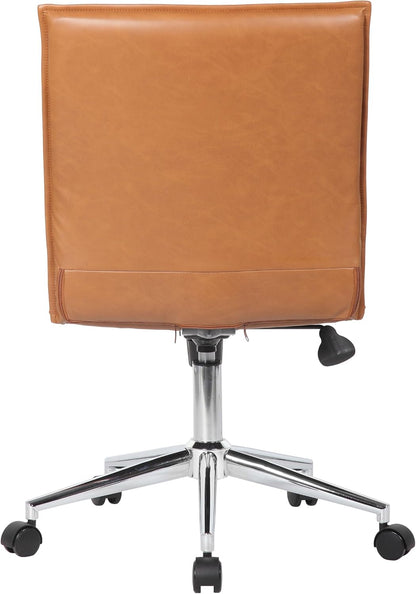 Modern Vinyl Armless Hospitality Office Chair, Caramel