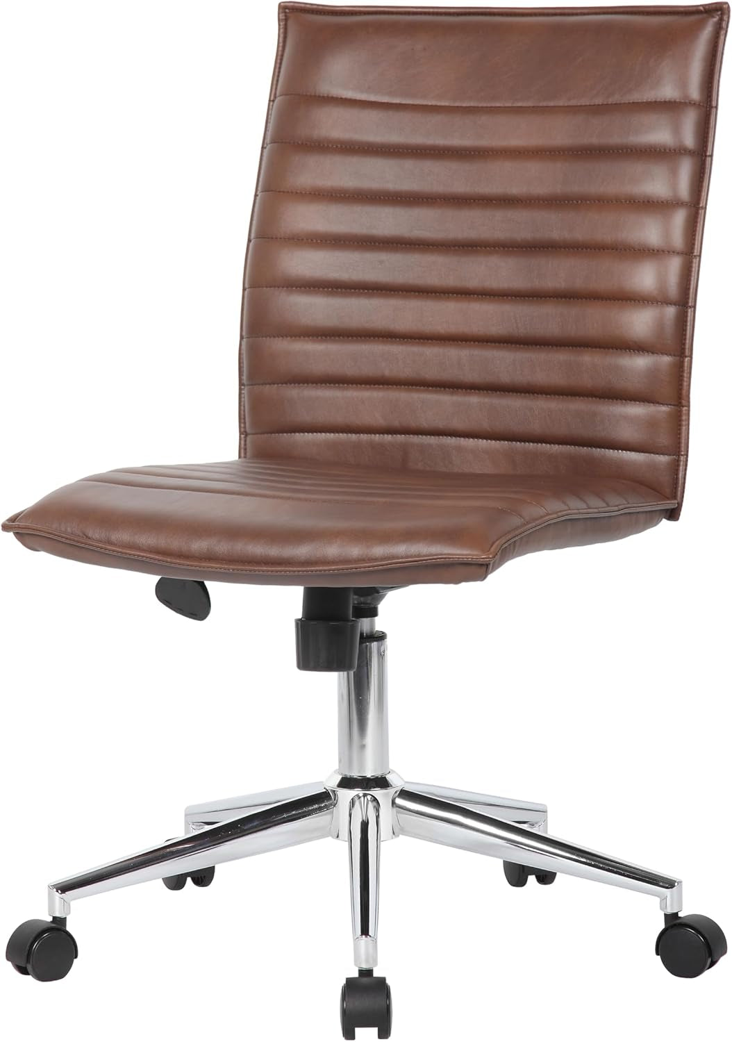 Modern Vinyl Armless Hospitality Office Chair, Brown