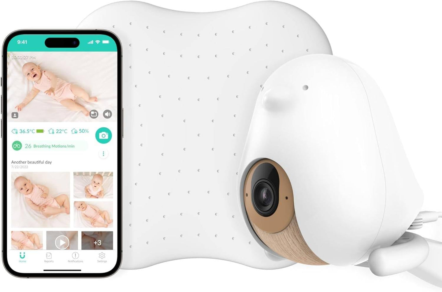 Cubo Ai Sleep Safety Bundle - Includes 1080p HD Night Vision Cubo Ai Plus Smart Baby Monitor with 3-Stand Set & Sleep Sensor Pad | Proactive AI Safety Alerts Sleep Analytics & Micro Motion Detection