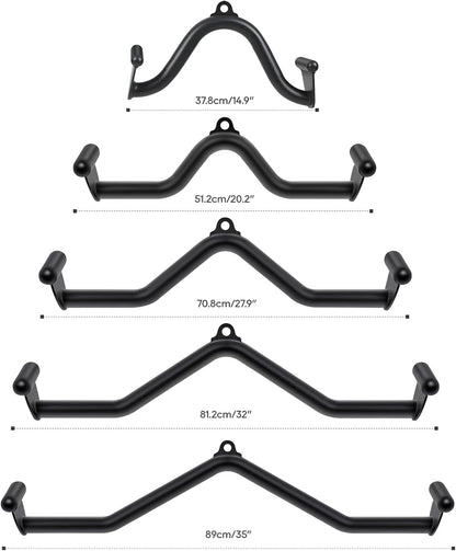 5 Pcs V-Bar Pulley Cable Machine Attachments:Home Gym Fitness Rowing T-Bar Handle Grips LAT Pull down Bar Press Downtraining,Bicep Curl Tricep LAT Pulldown Bar Back Strength Training