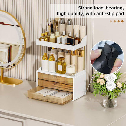 2 Sets 5-Tier Bathroom Vanity Organizer in Brown, Ideal for Cosmetic, Large Skincare, Face Mask, Office Supplies